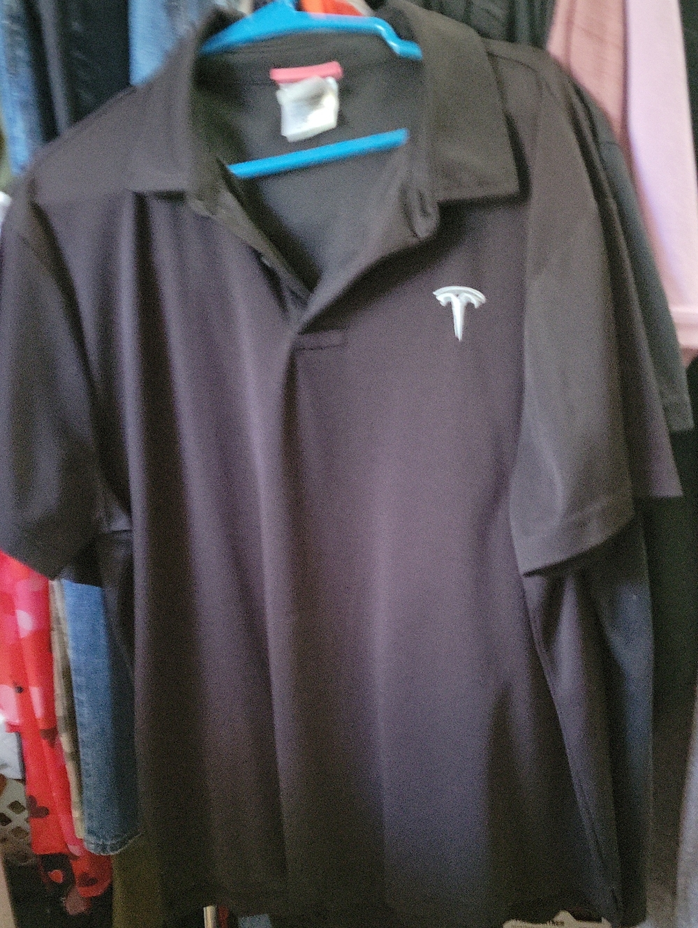 Tesla Men's Black Polo with Subtle White Logo